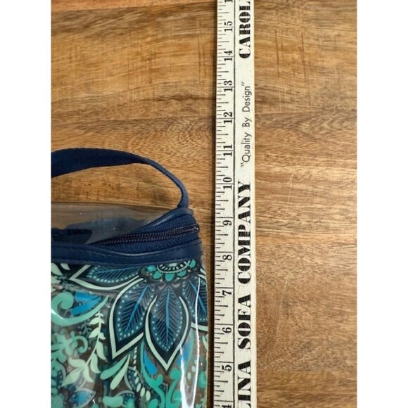 Vera Bradley Clear Lotion Bag Blue Floral Cosmetic Beach Zip Top See Thru PVC - Picture 8 of 10